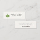 Wasserfarbe Einfache grüne Ginkgo Leaf Natur Mini Visitenkarte (Vorne/Hinten)