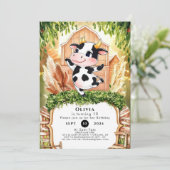 Wasserfarbe Einfache Kuh Geburtstag Einladung (Stehend Vorderseite)