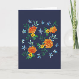 Wasserfarbe Einfache Marigold-Blume Mitternacht Bl Dankeskarte