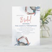 Wasserfarbe Einfaches Brautparty Blue Crab QR Code Einladung (Stehend Vorderseite)