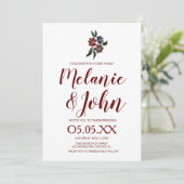 Wasserfarbe Einfaches Burgund Floral Romantische H Einladung (Stehend Vorderseite)