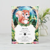 Wasserfarbe Einfaches Eichhörnchen Geburtstag Einladung (Stehend Vorderseite)