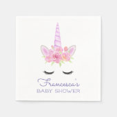 Wasserfarbe Einhorn Blume Kinderdusche Serviette (Vorderseite)