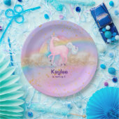 Wasserfarbe Einhorn Holographisch Pappteller (Party)