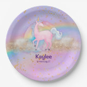Wasserfarbe Einhorn Holographisch Pappteller (Vorderseite)