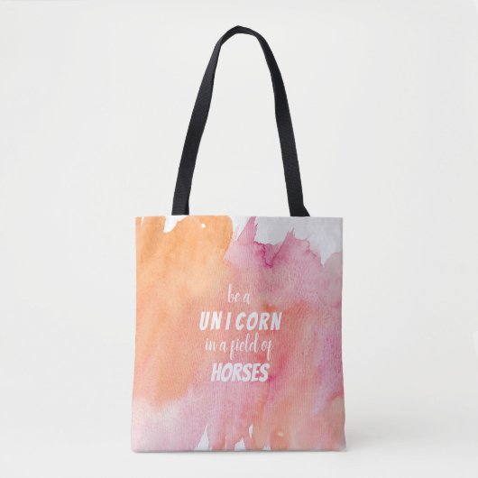 Wasserfarbe Einhorn im Feld der Tasche von Pferden (Vorderseite)