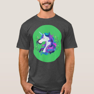 Wasserfarbe Einhorn Magische Unicorns Grün Magisch T-Shirt