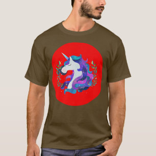 Wasserfarbe Einhorn Magische Unicorns Rote Magie M T-Shirt