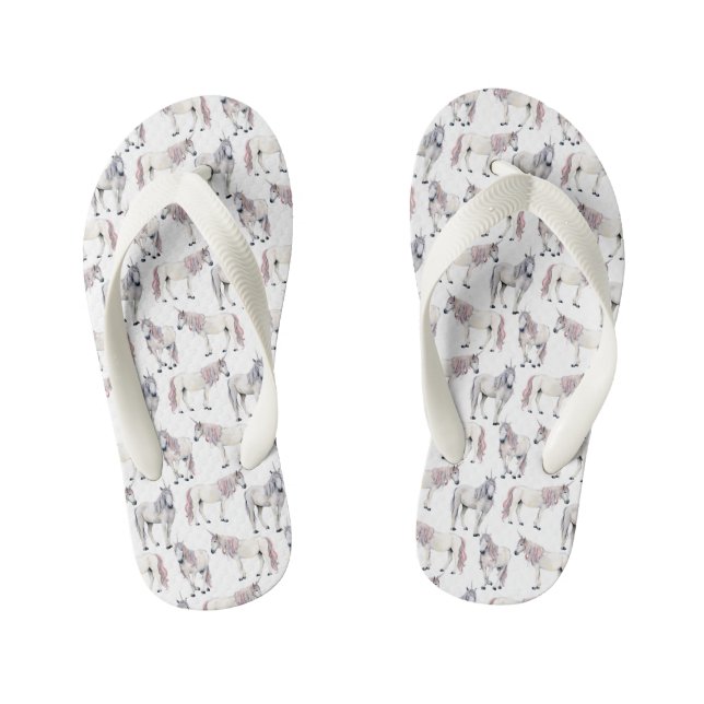 Wasserfarbe Einhorn Märchenmuster Kinderbadesandalen (Fußbett)