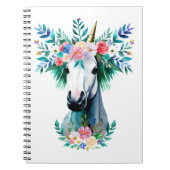 Wasserfarbe Einhorn mit Blume Krone Notizblock (Vorderseite)