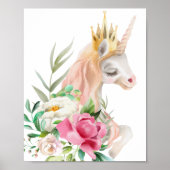 Wasserfarbe Einhorn mit Krone Poster (Vorne)