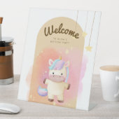 Wasserfarbe Einhorn Regenbogen Party Zeichen Sockelschild (In Situ)