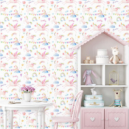 Wasserfarbe Einhorn Regenbogen Personalisierter Mä Tapete