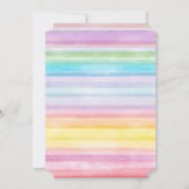 Wasserfarbe Einhorn Regenbogen Streifen Babydusche Einladung (Rückseite)
