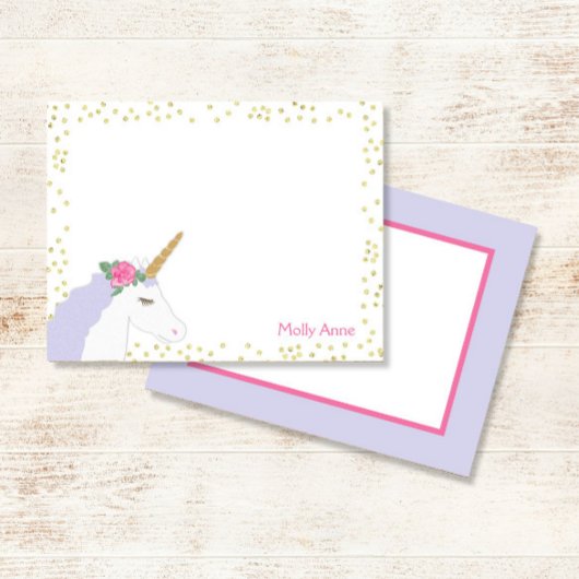 Wasserfarbe Einhorn Rosa Lila Glitzer Giro del Mal Mitteilungskarte