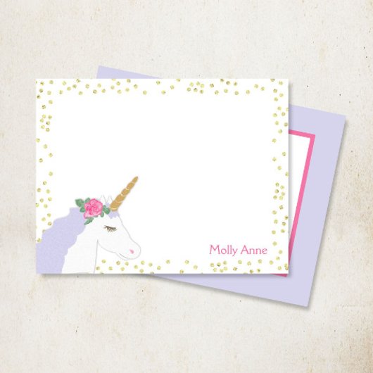 Wasserfarbe Einhorn Rosa Lila Glitzer Giro del Mal Mitteilungskarte