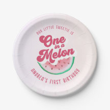 Wasserfarbe eins im Melon Retro Erster Geburtstag