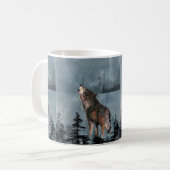 Wasserfarbe Einsame Wolf Howling über den See Kaffeetasse (Vorderseite Links)