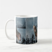 Wasserfarbe Einsame Wolf Howling über den See Kaffeetasse (Links)