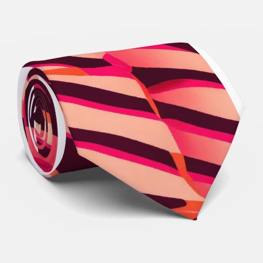 Wasserfarbe Einzigartig Luxus Orange Rosa Print Krawatte (Gerollt)