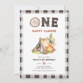 Wasserfarbe Einziger glücklicher Camper 1. Geburts Einladung (Vorderseite)