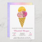 Wasserfarbe Eiscreme Oh Baby Summer Baby Dusche Einladung (Vorne/Hinten)
