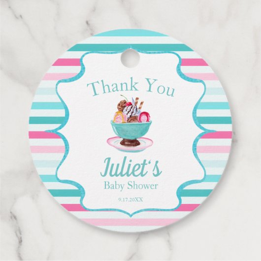 Wasserfarbe Eiscreme Sundae Kinderdusche Vielen Da Geschenkanhänger (Rückseite)