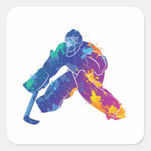 Wasserfarbe Eishockey Goalie Quadratischer Aufkleber