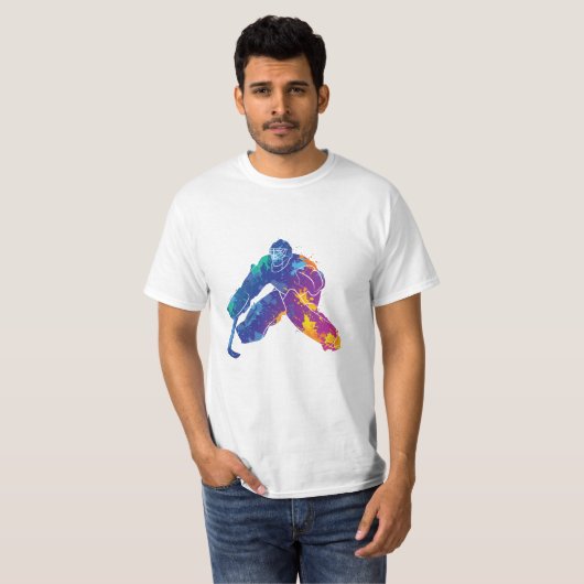 Wasserfarbe Eishockey Goalie T-Shirt (Vorne ganz)
