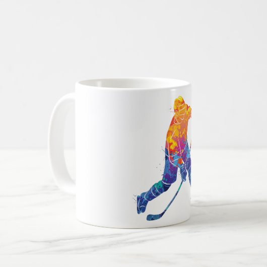 Wasserfarbe Eishockey Kaffeetasse (Vorderseite Links)