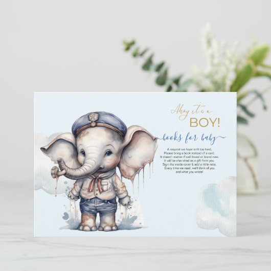 Wasserfarbe Elefant nautische themenbezogene Büche Einladung (Stehend Vorderseite)