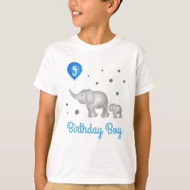 Wasserfarbe Elefanten Blue Balloon Geburtstagskind T-Shirt
