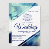 *~* Wasserfarbe Elegant Abstrakt AR17 Hochzeit Einladung (Vorne/Hinten)