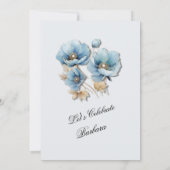 Wasserfarbe Elegant Blue Gold Floral 80. Geburtsta Einladung (Rückseite)