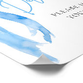 Wasserfarbe Elegant Dusty Blue Bow Drinks signiere Poster (Ecke)