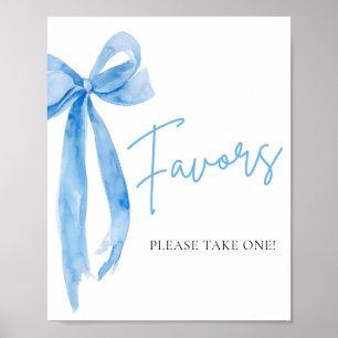Wasserfarbe Elegant Dusty Blue Bow Favoriten Zeich Poster