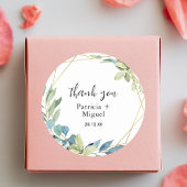 Wasserfarbe Elegant Greenary Wedding Vielen Dank Runder Aufkleber