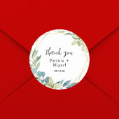 Wasserfarbe Elegant Greenary Wedding Vielen Dank Runder Aufkleber