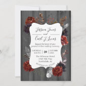 Wasserfarbe Elegant Halloween Blumenholz Burgund Einladung (Vorderseite)