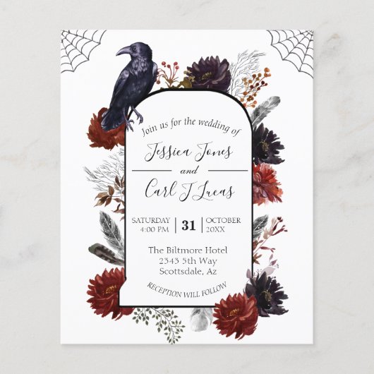 Wasserfarbe Elegant Halloween Floral Boho Feather (Vorderseite)