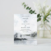 Wasserfarbe elegant im Winter Hochzeitseinladung Postkarte (Stehend Vorderseite)