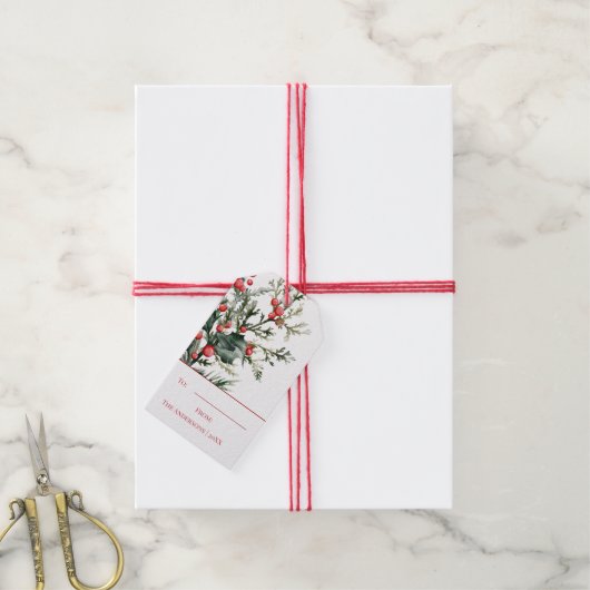 Wasserfarbe Elegant Mistletoe Weihnachtsgeschenk T Geschenkanhänger (Mit Garn)