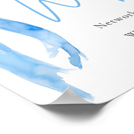 Wasserfarbe Elegant Modernes Dusty Blue Bow Wifi Z Poster (Ecke)