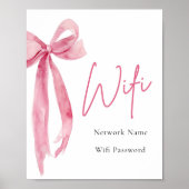 Wasserfarbe Elegant Modernes Rosa Rosa Bow Wifi-Ze Poster (Vorne)