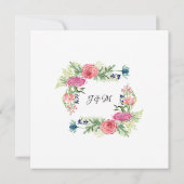 Wasserfarbe Elegant Navy Blue n Pink Fern Floral Einladung (Rückseite)