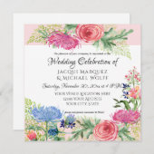 Wasserfarbe Elegant Rosa Rosa Blüte am Fuße des Fe Einladung (Vorne/Hinten)