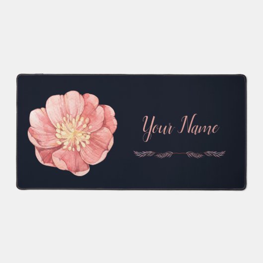 Wasserfarbe Elegant Stilvolles Blumenblossom Schreibtischunterlage (Vorderseite)