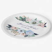 Wasserfarbe Elegante Anemone Bläserrahmen Hochzeit Pappteller (Schrägansicht)