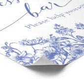 Wasserfarbe Elegante Blaue Flora Bar Parco Tassino Poster (Ecke)