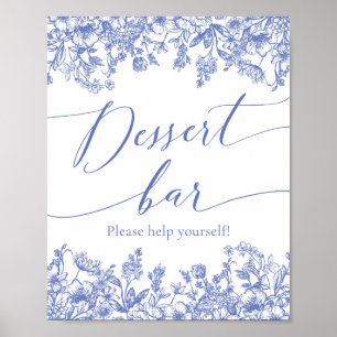 Wasserfarbe Elegante Blaue Flora Bar Parco Tassino Poster